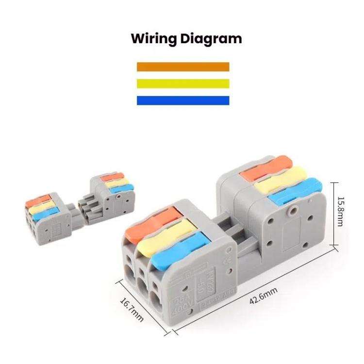 5pcs 3 In 3 Out Terminal Block Push-type Junction Box(KV232-3PC)