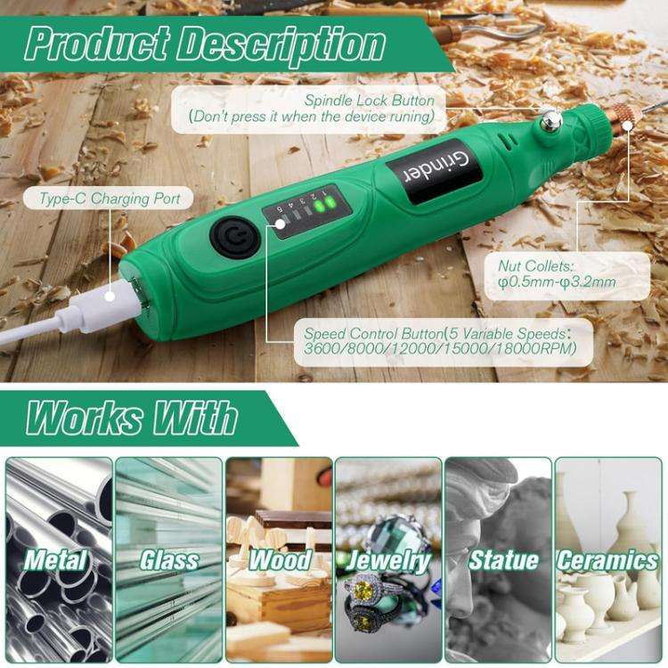 137pcs /Set 5-speed Mini Electric Grinder Micro Drill Metal Glass Ceramic Grinding Carving Cuttin...