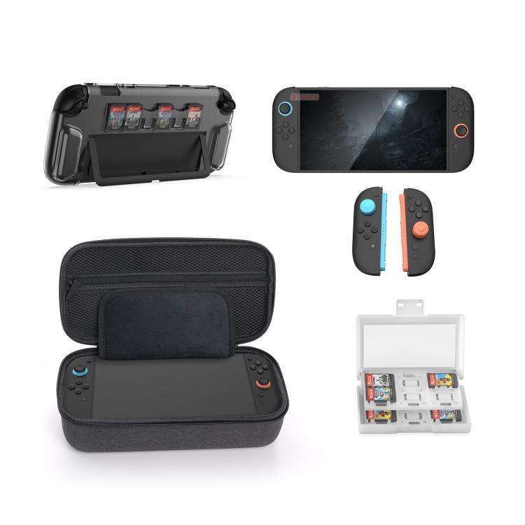 DOBE TNS-5112 For Switch 2 10 In 1 Host Storage Bag+Crystal Case+Tempered Film+Rocker Caps Drop P...