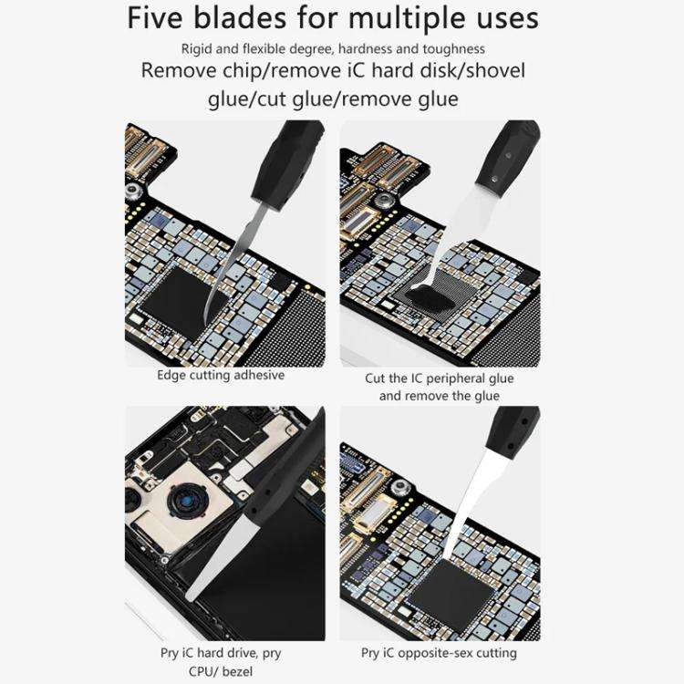 MaAnt M075 5pcs /Set Cell Phone Repair Rework Blade Pry Knife Motherboard Scraping Cutting Degumm...
