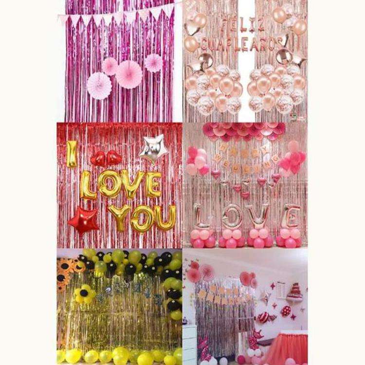 2Packs 1x2m Wave Foil Fringe Curtain Party Anniversary Birthday Background Decoration Venue Props...