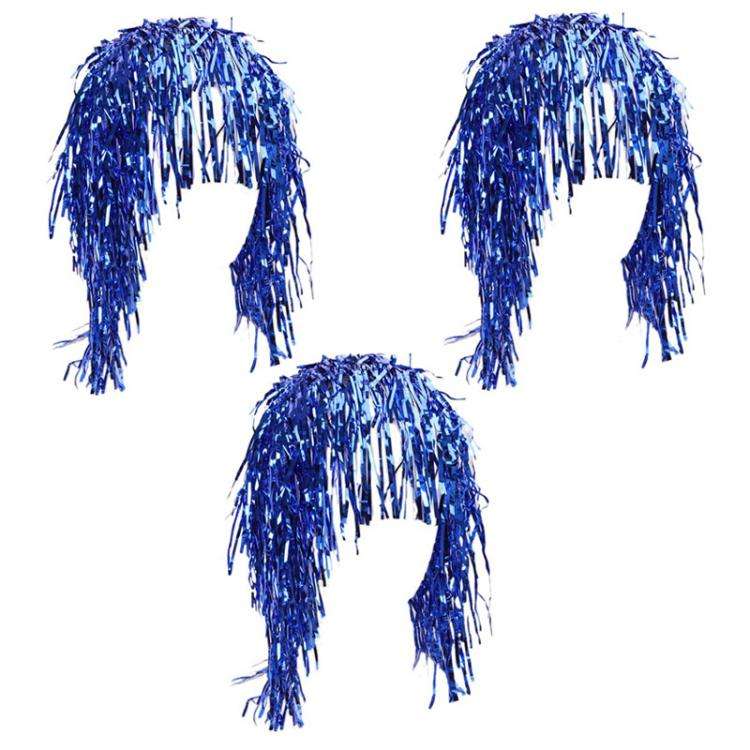 3pcs Cosplay Disco Wigs Foil Tinsel Shiny Party Hats Funny Atmosphere Festive Decoration Performa...