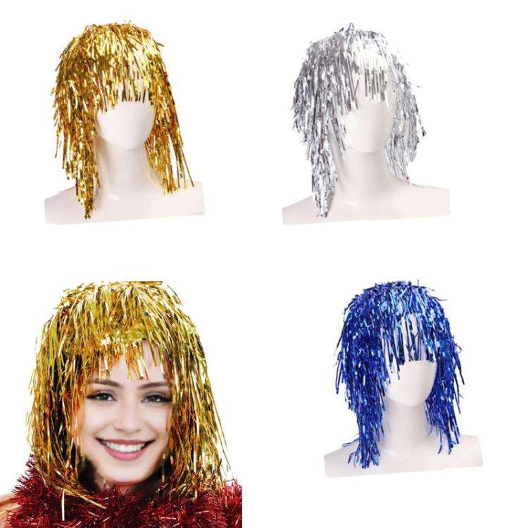 3pcs Cosplay Disco Wigs Foil Tinsel Shiny Party Hats Funny Atmosphere Festive Decoration Performa...