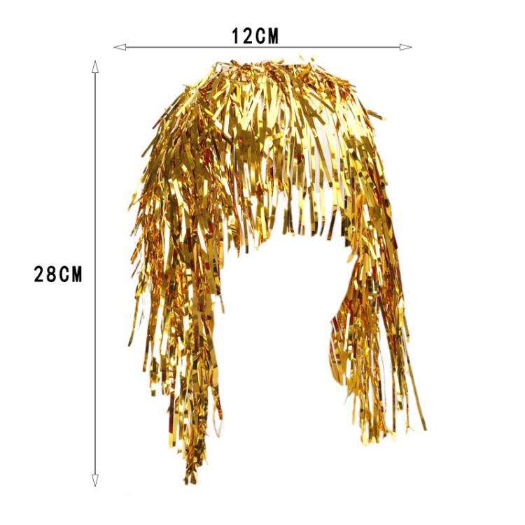 3pcs Cosplay Disco Wigs Foil Tinsel Shiny Party Hats Funny Atmosphere Festive Decoration Performa...
