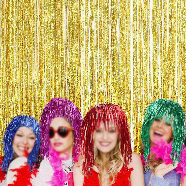 3pcs Cosplay Disco Wigs Foil Tinsel Shiny Party Hats Funny Atmosphere Festive Decoration Performa...