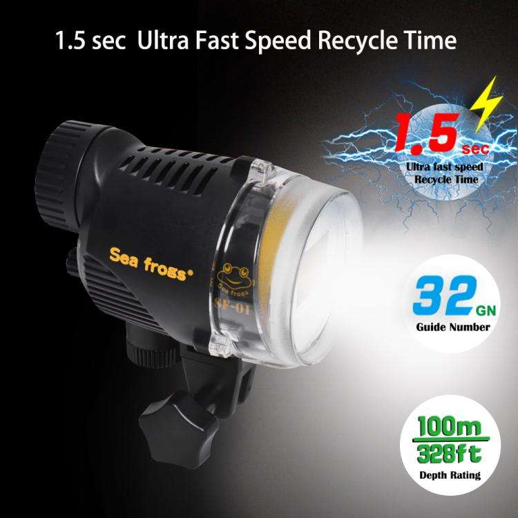 Sea Frogs SF-01  100M/328FT Underwater Strobe For Diving Photography(Black)