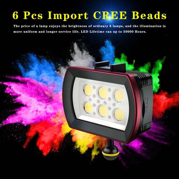 Sea Frogs SF-22  40M/130FT 6000 Lumen Underwater Photography Light(Black)