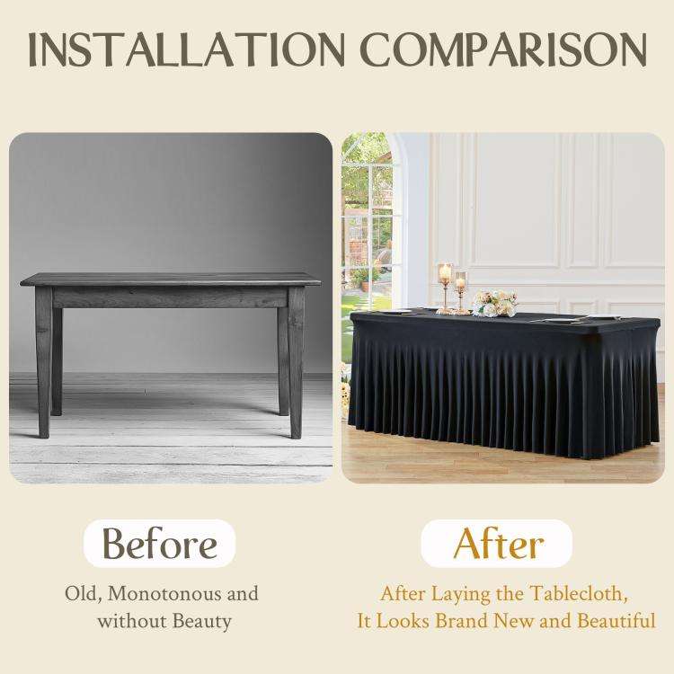 122x60x76cm Spandex Table Skirt for Rectangle Table Stretchable Wrinkle Resistant Tablecloth for ...