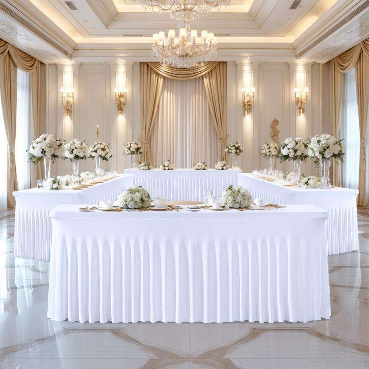183x76x76cm Spandex Table Skirt for Rectangle Table Stretchable Wrinkle Resistant Tablecloth for ...