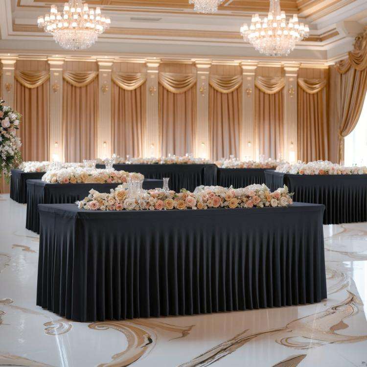 122x60x76cm Spandex Table Skirt for Rectangle Table Stretchable Wrinkle Resistant Tablecloth for ...
