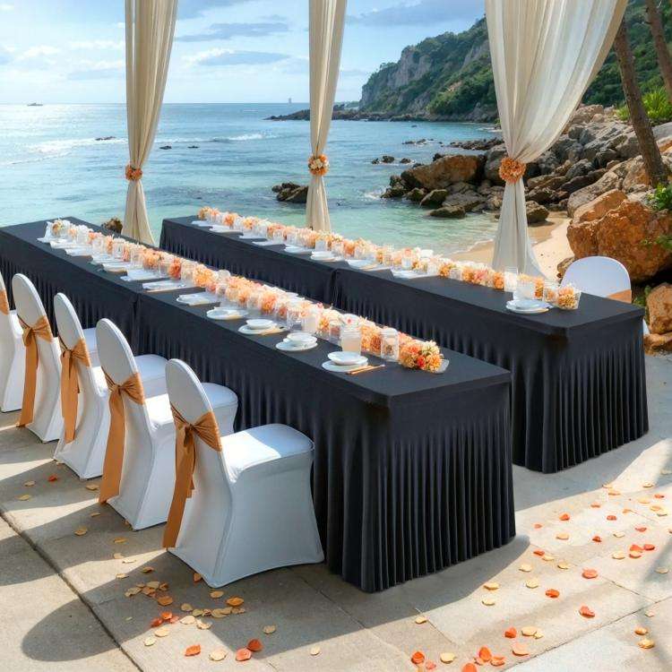183x76x76cm Spandex Table Skirt for Rectangle Table Stretchable Wrinkle Resistant Tablecloth for ...