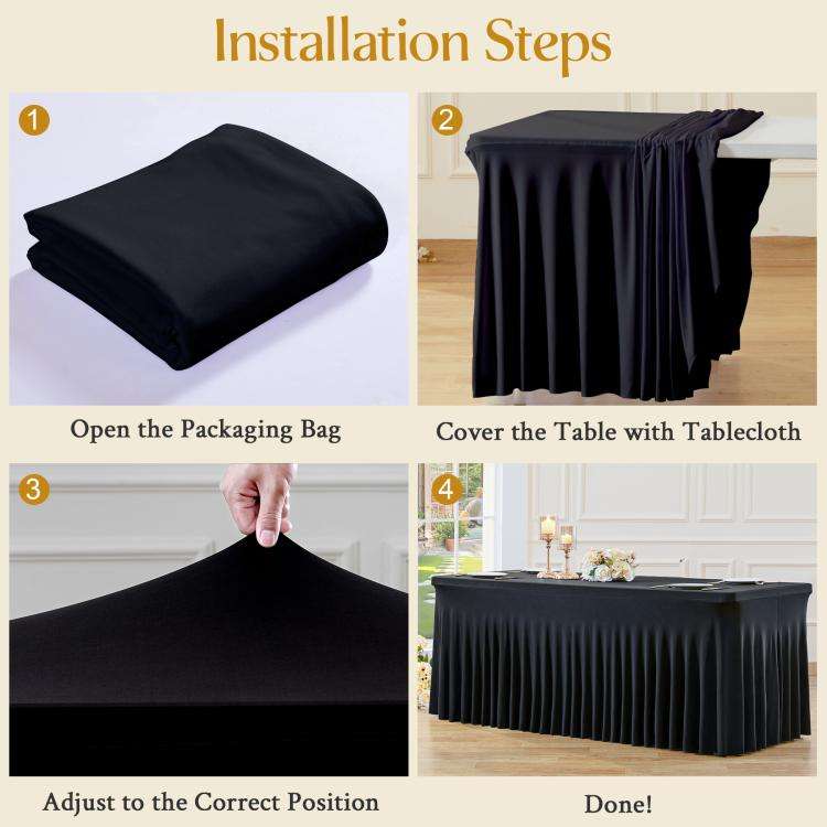 183x76x76cm Spandex Table Skirt for Rectangle Table Stretchable Wrinkle Resistant Tablecloth for ...