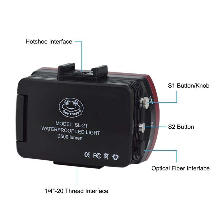 Sea Frogs SL-21 3500 Lumen 40m/130ft Waterproof Video Light For Diving Photo(Black)