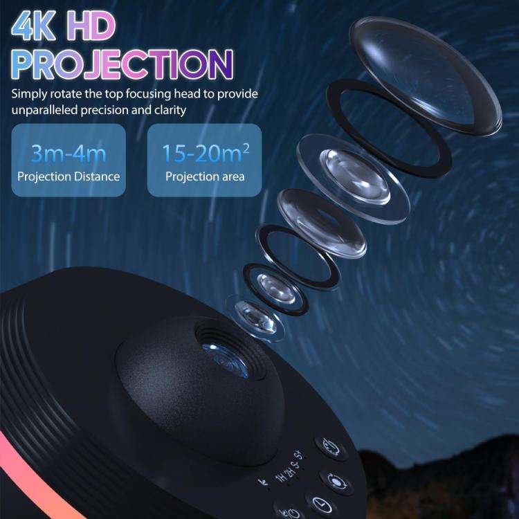 USB Plug-in Space Ball HD Galaxy Projector Lamp Dynamic Meteor Starry Sky Atmosphere Light(Black)