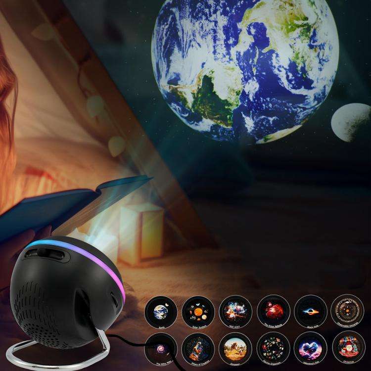 USB Plug-in Space Ball HD Galaxy Projector Lamp Dynamic Meteor Starry Sky Atmosphere Light(White)