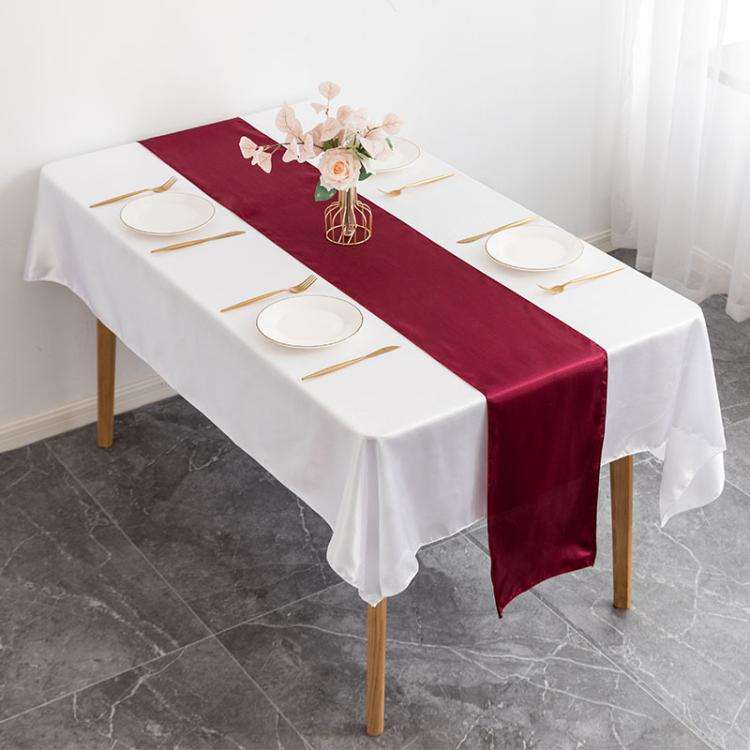 29x275cm Hotel Wedding Tablecloth Decorative Polyester Sateen Coffee Table Runner Sateen Desk Fla...