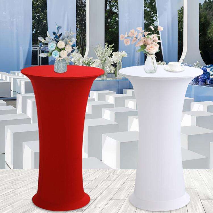 Elastic Spandex Table Cover Hotel Wedding Decor Solid Color Cocktail Round Bottom Bar Cover, Size...