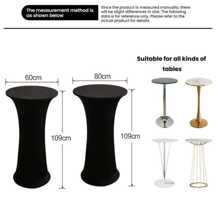 Elastic Spandex Table Cover Hotel Wedding Decor Solid Color Cocktail Round Bottom Bar Cover, Size...