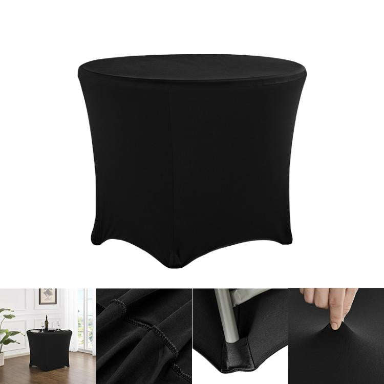 Simple Modern Stretch Round Table Cover Hotel Wedding Banquet Four Corners Large Round Table Cove...