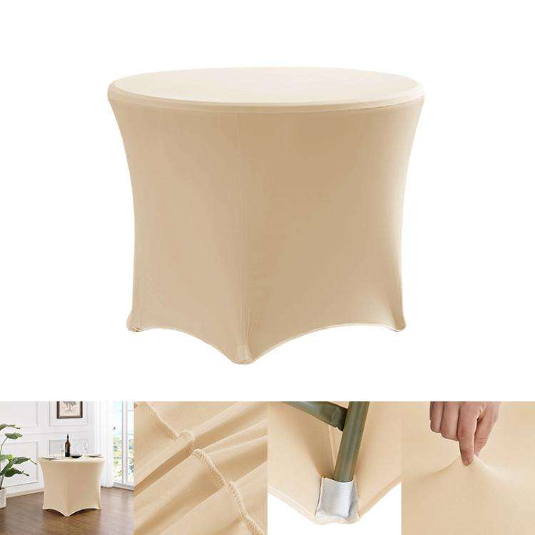 Simple Modern Stretch Round Table Cover Hotel Wedding Banquet Four Corners Large Round Table Cove...