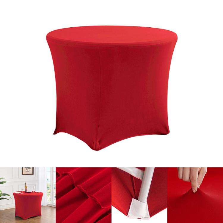 Simple Modern Stretch Round Table Cover Hotel Wedding Banquet Four Corners Large Round Table Cove...