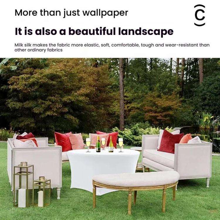 Simple Modern Stretch Round Table Cover Hotel Wedding Banquet Four Corners Large Round Table Cove...