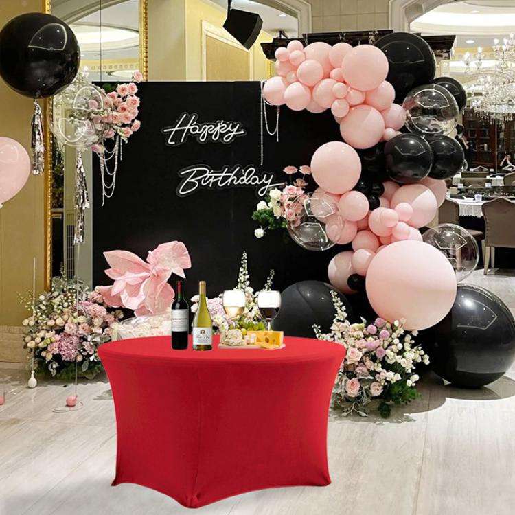 Simple Modern Stretch Round Table Cover Hotel Wedding Banquet Four Corners Large Round Table Cove...