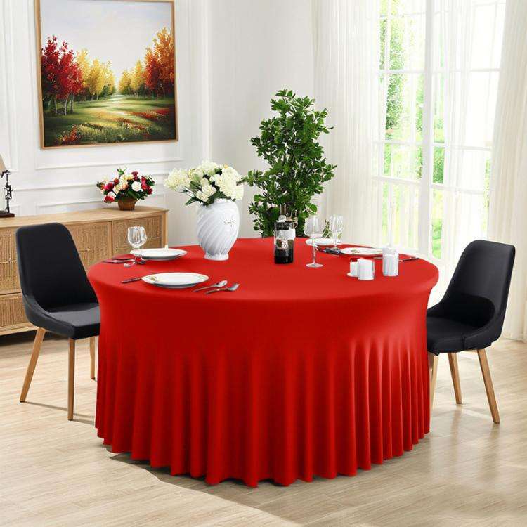 5FT Polyester Elastic Tablecloth Cover Wedding Banquet Party Decoration Round Table Skirt Office ...