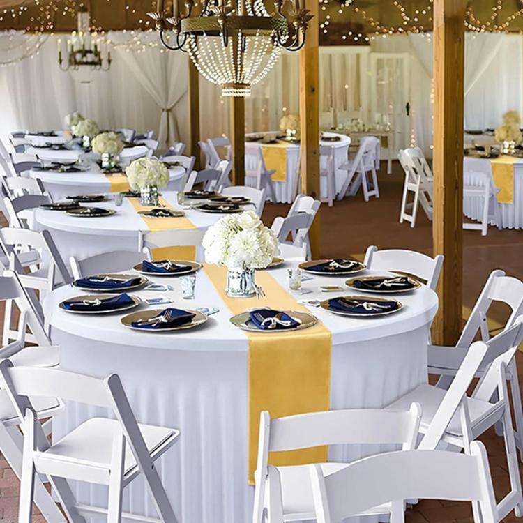 4FT Polyester Elastic Tablecloth Cover Wedding Banquet Party Decoration Round Table Skirt Office ...