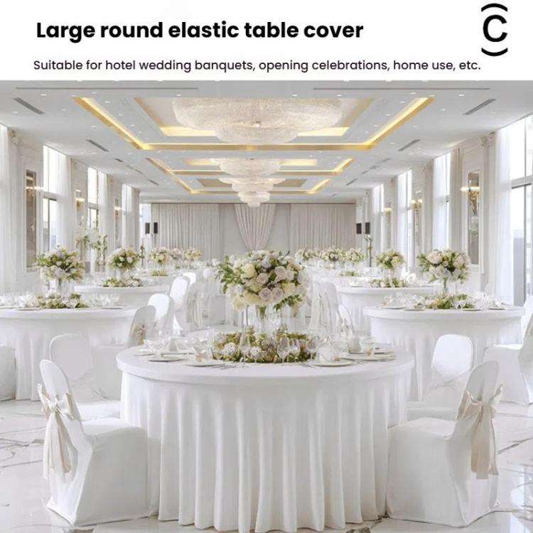 5FT Polyester Elastic Tablecloth Cover Wedding Banquet Party Decoration Round Table Skirt Office ...