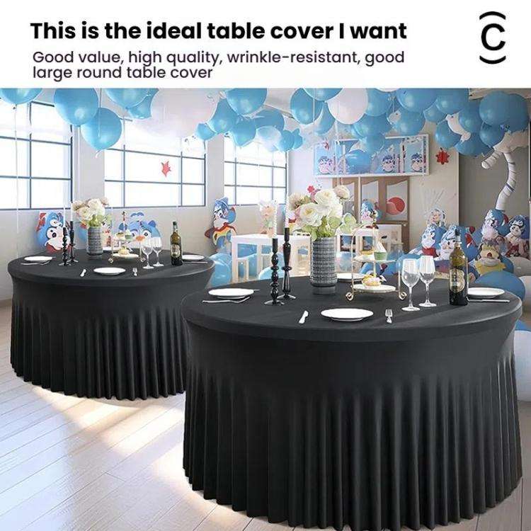 4FT Polyester Elastic Tablecloth Cover Wedding Banquet Party Decoration Round Table Skirt Office ...