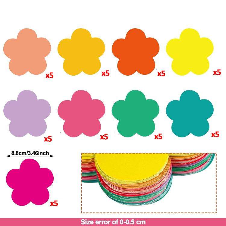 5 Sets 9pcs/Pack Colorful Floral Paper Cutouts for Classroom Bulletin Board Decorations, Spring P...