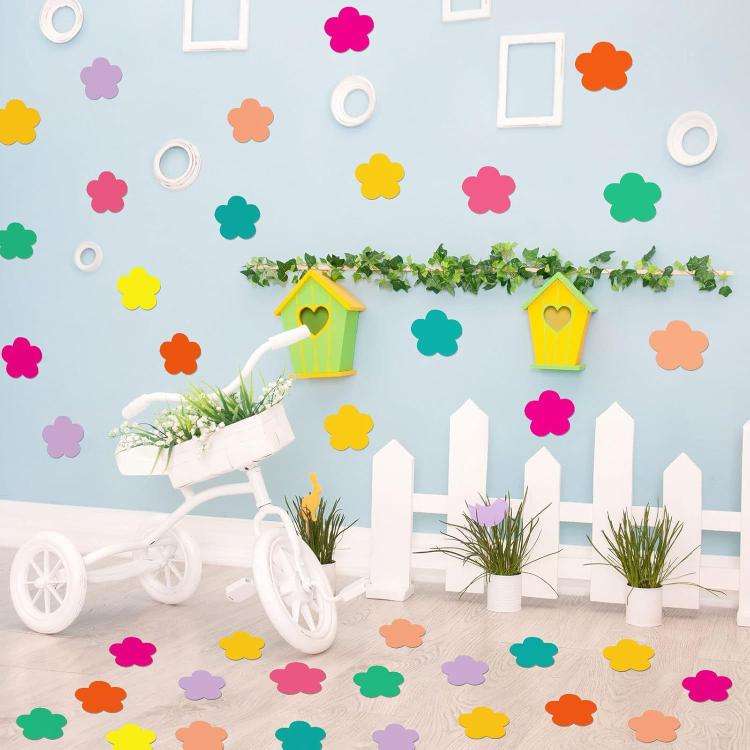 5 Sets 9pcs/Pack Colorful Floral Paper Cutouts for Classroom Bulletin Board Decorations, Spring P...