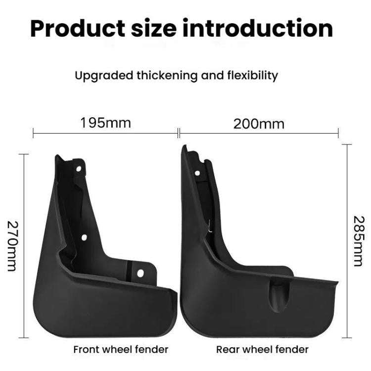 For 2022 Toyota BZ4X Car Tire Soft Rubber Mudguard(Black)