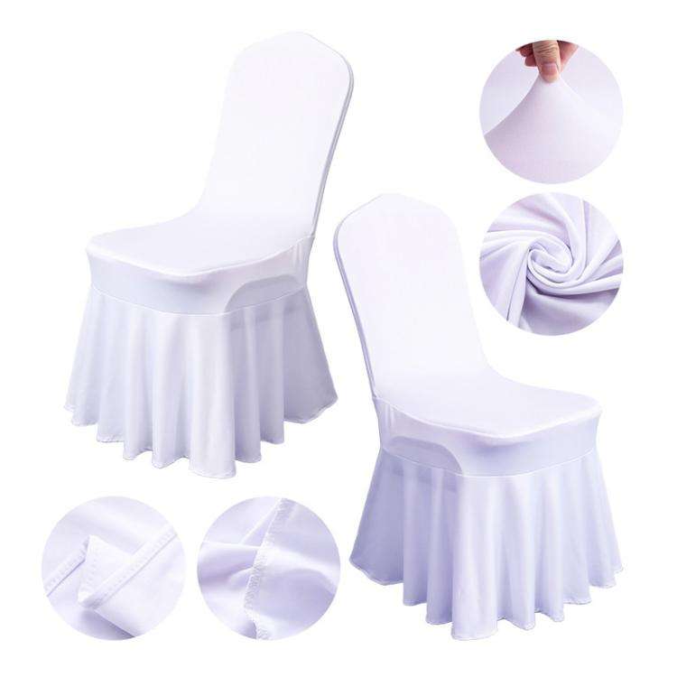 Stretch Chair Cover Hotel Wedding Decoration Solid Color Spandex Sundress Chair Cover(White)