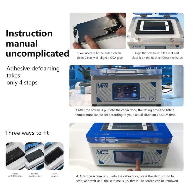 MaAnt SU7 Cell Phone Repair Curved Screen Pressing Machine Flat Panel LCD Screen Vacuum Laminatin...
