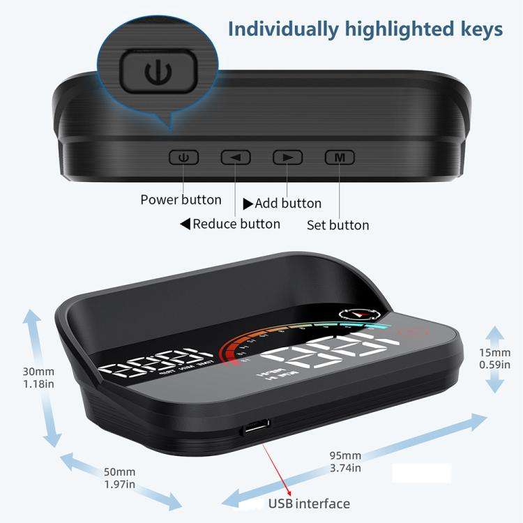 M22 Car Electronic Dog HUD Head-up Display Car OBD Universal Speedometer(GPS Version)