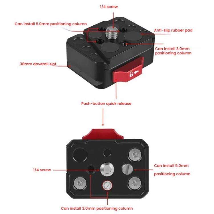 V-Mount Quick Release Plate Quick Release Kit Sports Camera Mount(Top Cover + Base)