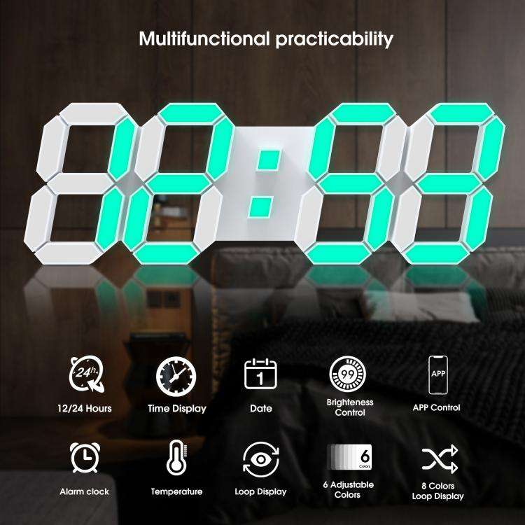 APP Remote Control 3D Led Wall Digital Color Clock Alarm /Date/Temp Display Wall & Table Clock 22...