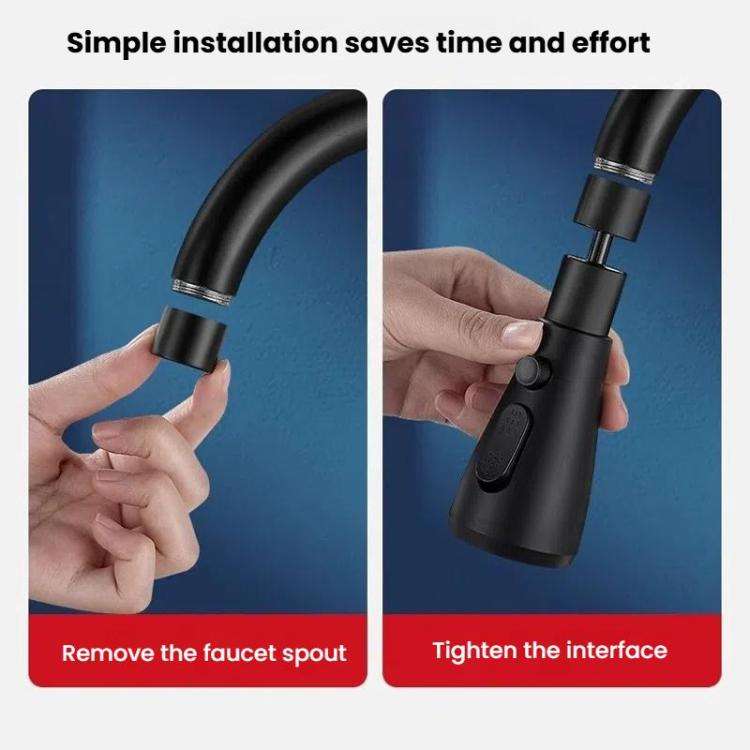 Kitchen Universal Faucet Extender Sink Connector Spout Swivel Faucet Splash Guard(Black)