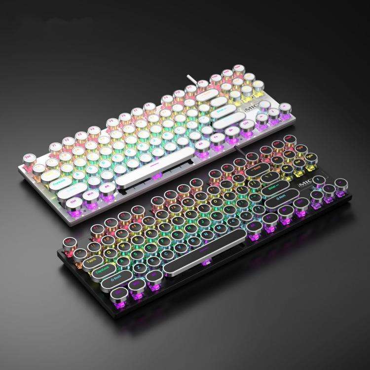 iMICE GK-800 87 Keys USB Wired RGB Round Keycap Mechanical Keyboard(White)