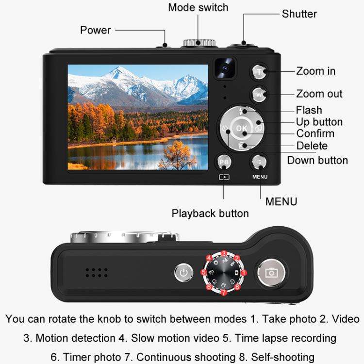 Q21 4K High Definition 16X Digital Zoom Camera 96 Megapixel Camera(Black)