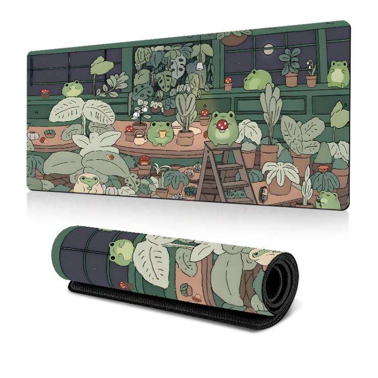 Frog Mouse Pad Cute Green Desk Mat With Non-Slip Rubber Base  For Computer Laptop 300x700x2mm(Pat...