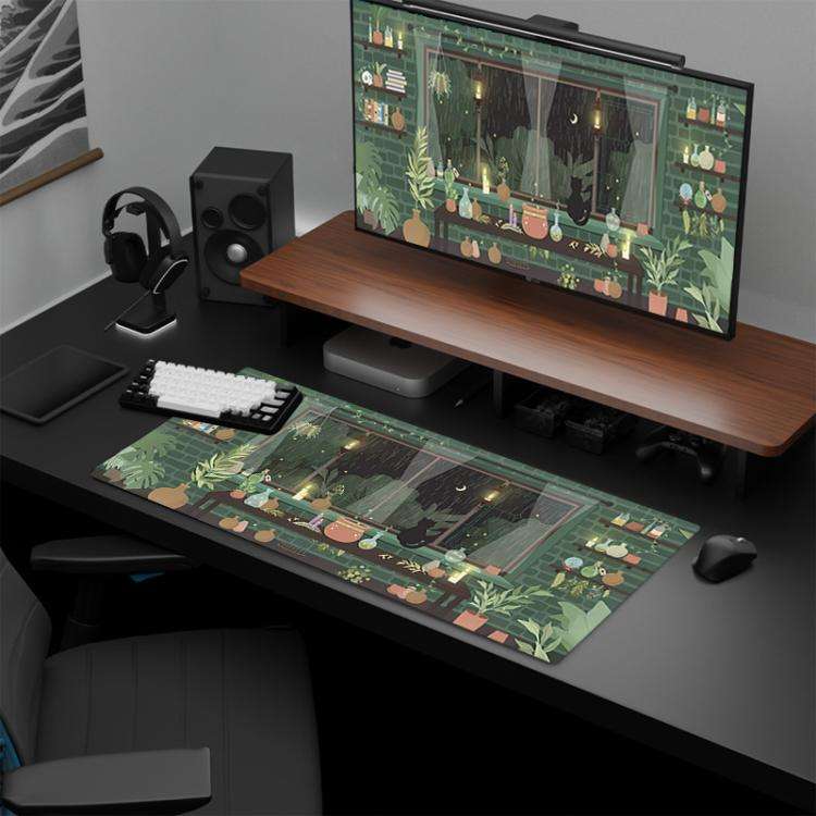 Frog Mouse Pad Cute Green Desk Mat With Non-Slip Rubber Base  For Computer Laptop 300x800x2mm(Pat...
