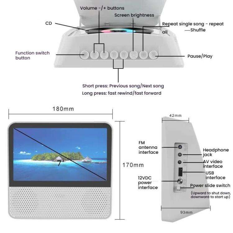 Kecag KC-906 Home Portable Mobile DVD Player VCD Video Player, Spec: UK Plug(White)