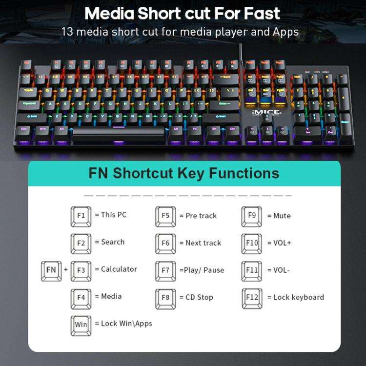 iMICE GK-600 USB Wired RGB Mechanical Metal Gaming Keyboard