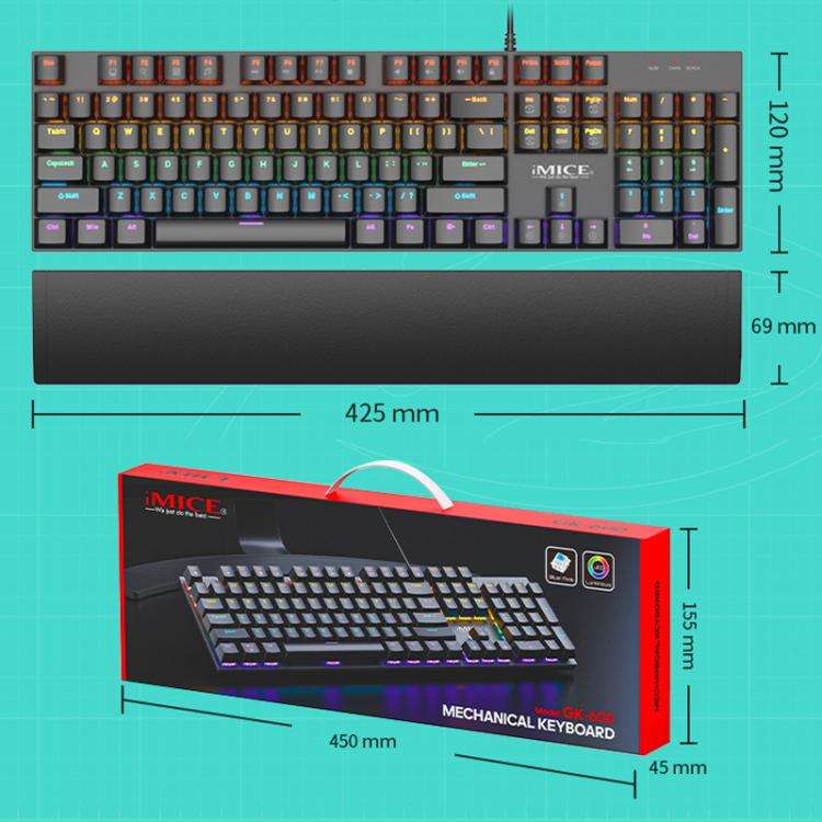 iMICE GK-600 USB Wired RGB Mechanical Metal Gaming Keyboard