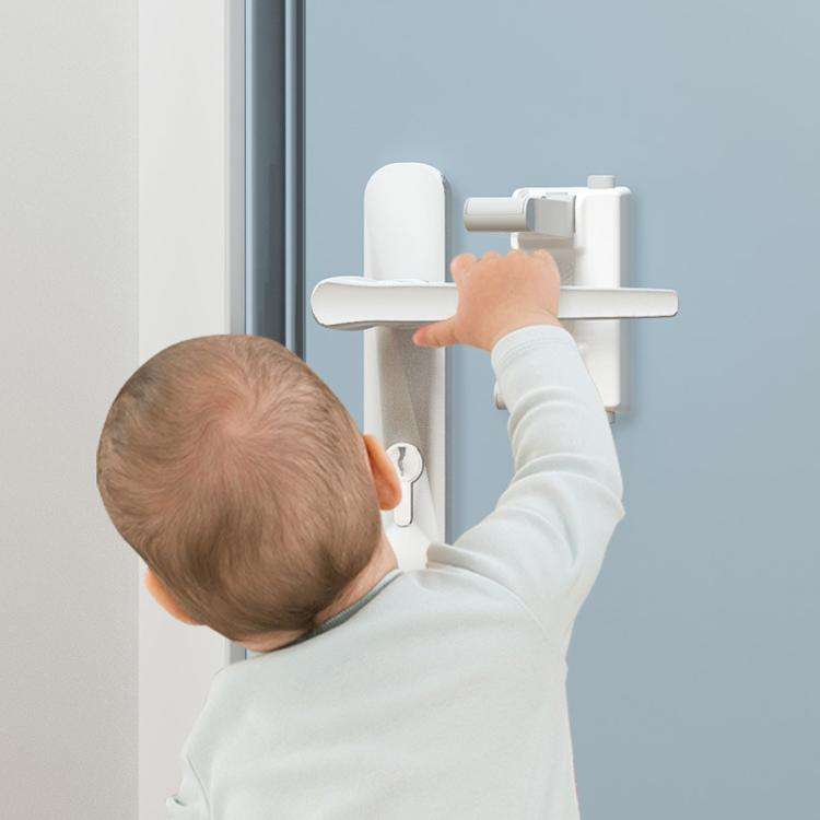 Anti-open Door Child Security Lock Baby Anti-theft Door Latch Anti-cat Dog Doorknob Lock(White Gray)