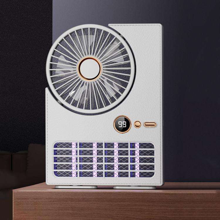2-in-1 Household Electric Fan Mosquito Killer Lamp LED Digita lDesktop Fan, Color: Plug-in White