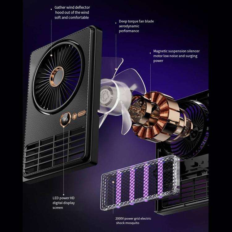 2-in-1 Household Electric Fan Mosquito Killer Lamp LED Digita lDesktop Fan, Color: Plug-in Black